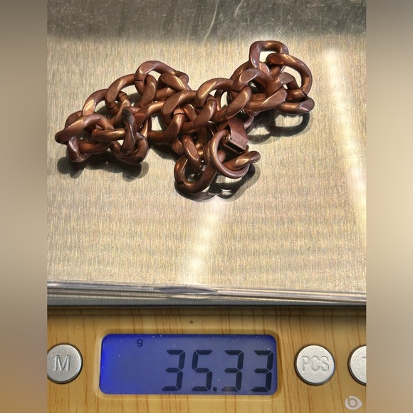 Men’s Unisex Large Heavy Copper Cuban Curb Chain Bracelet 8” Long 10mm Wide - Picture 4 of 4